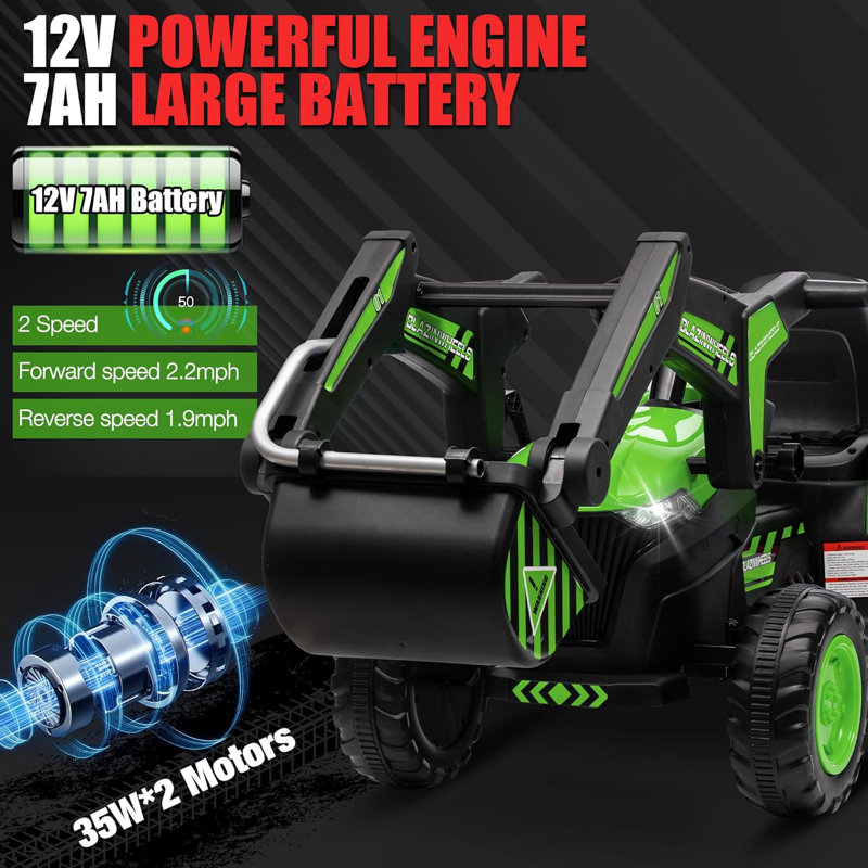Green 12-Volt Kids Ride-On Tractor with Remote Control
