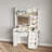Makeup Vanity Desk With 5 Drawers, All-in-one Vanity With 3-color Lighted Mirror, Charging Station, Hair-dryer Holder, 8 Shelves For Bedroom-453240794