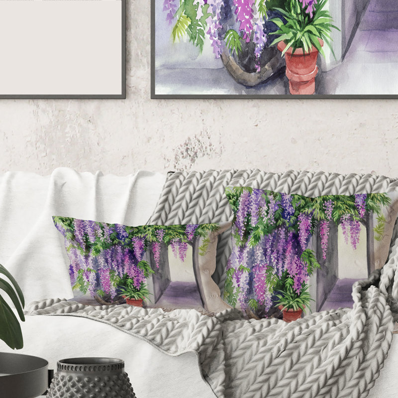 Housse de coussin carré Wisteria Blossom, 16" x 16"