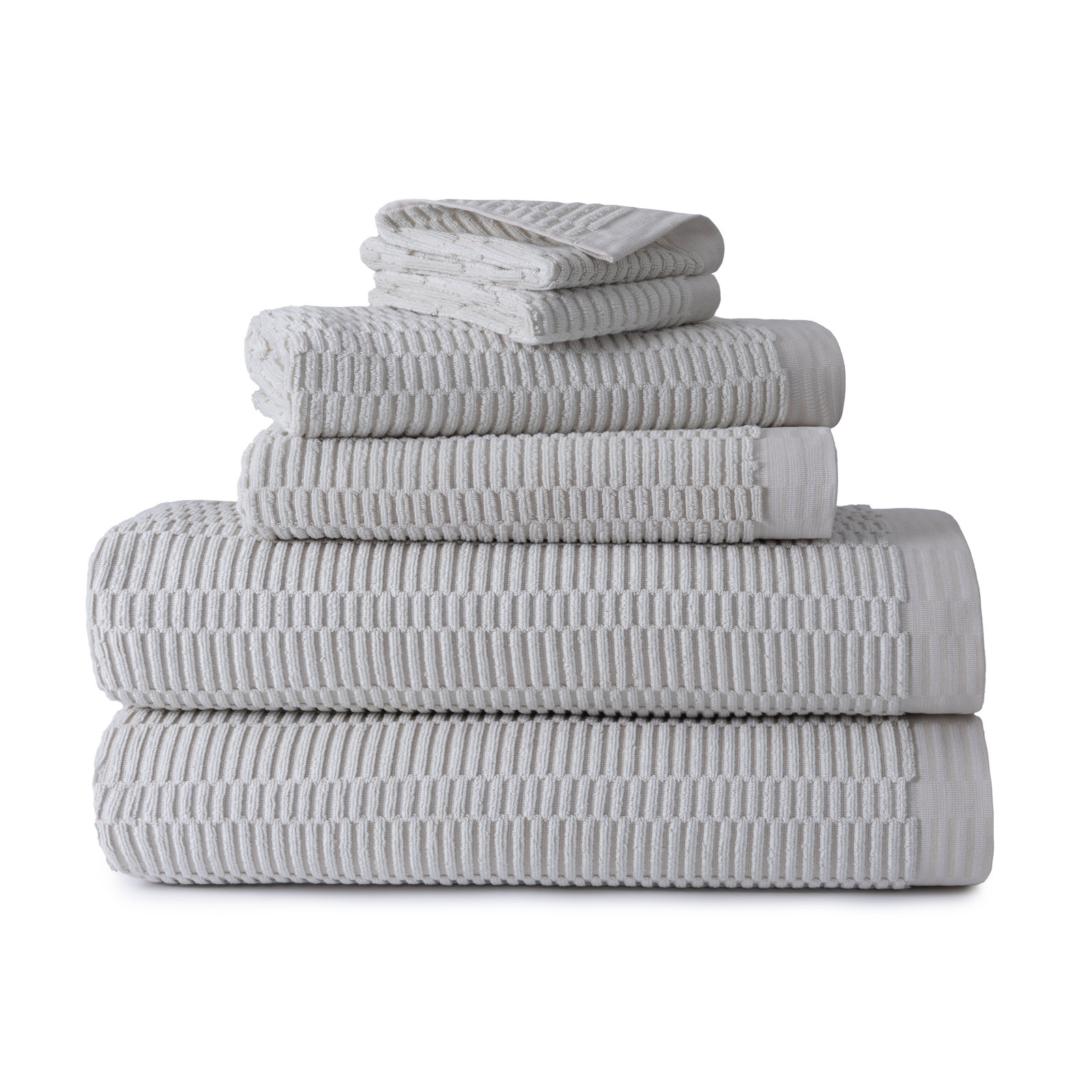 Geometric Cotton Hand Towel, Ivory