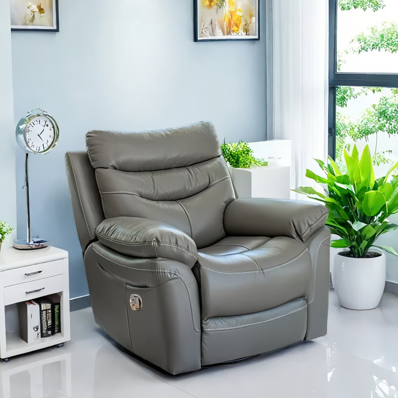 Quality fashion sofa swivel lazy home recliner, Gray Leather Match