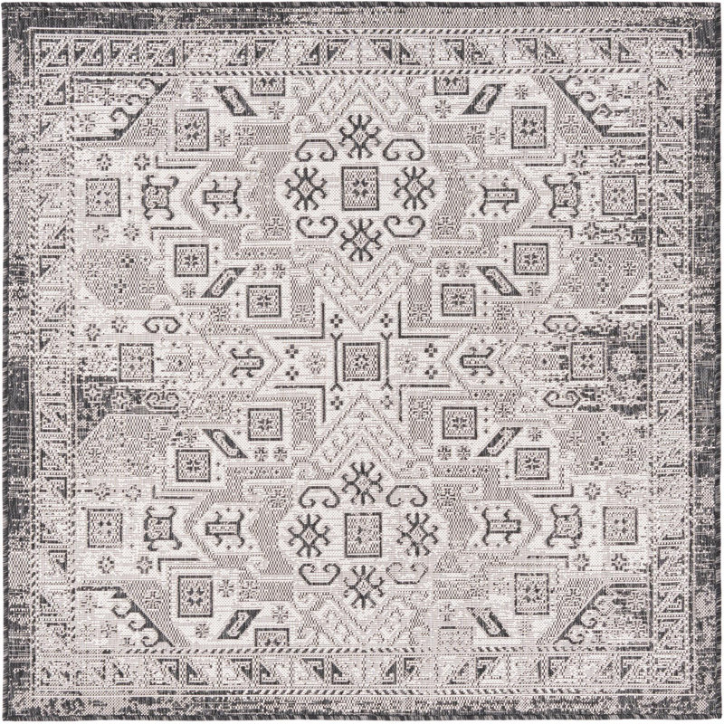 Outdoor Chand Area Rug Gray Color, Square 7'10"