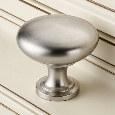 Traditional Cabinet Knob In Satin Nickel Finish, 1-1/4 Inch Diameter, Premium Zinc Cabinet Hardware With Mounting Hardware