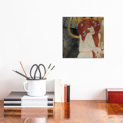 Beethoven Frieze, Square Detail by Gustav Klimt - Wrapped Canvas Painting