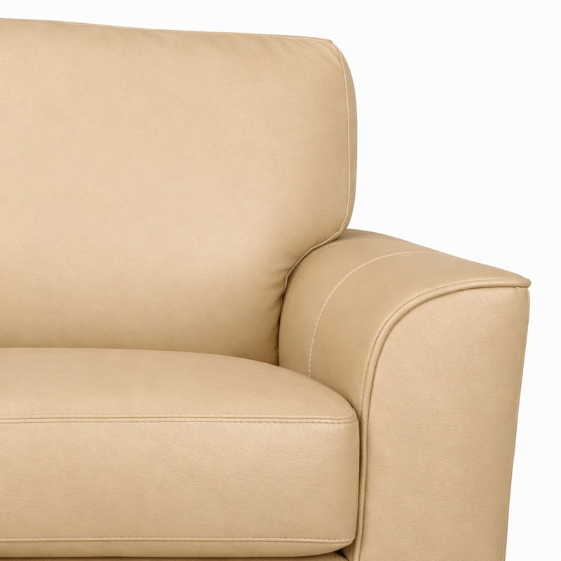 Ensemble de canapé, de causeuse et de chaise en cuir de qualité supérieure Nadin avec coussins de dossier moelleux de couleur beige