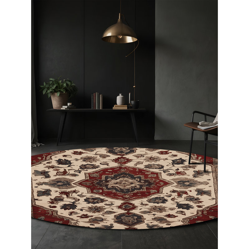 Machine Washable Brown Area Rug, Round 8'