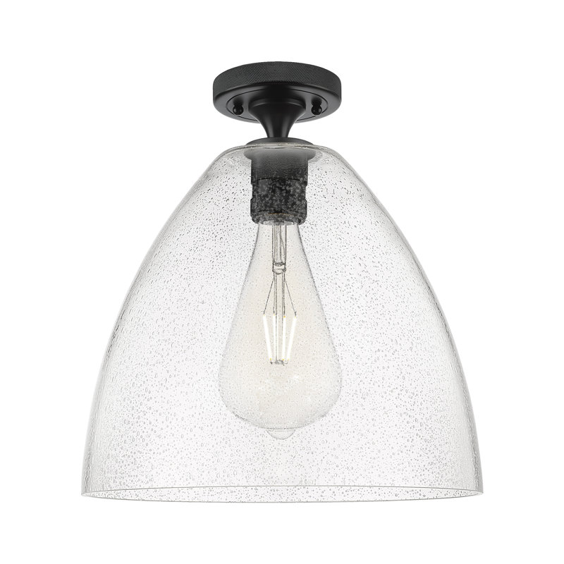 Saavedra - 1 Light Bristol Flush Mount, Seedy, 9.63" H x 12" W x 12" D, Matte Black