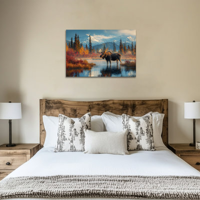Impression d'art sur toile, "Grand orignal", impression sur toile, forêt de montagne