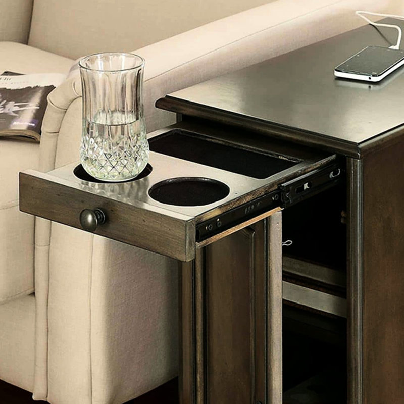 Table d'appoint contemporaine avec port et options de rangement - compartiment gris, Gris