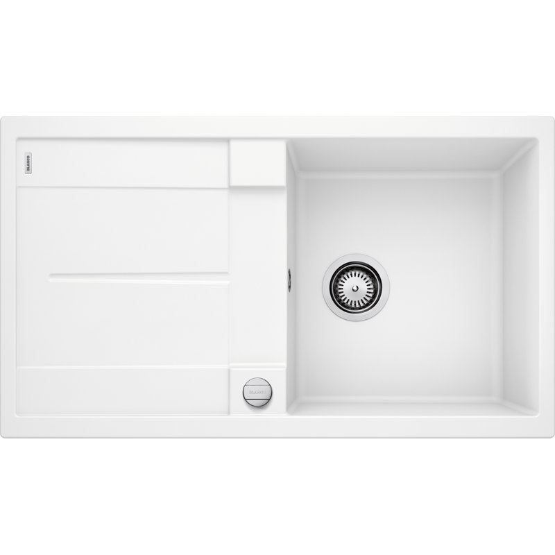 Metra Single Bowl Inset Kitchen Sink, White