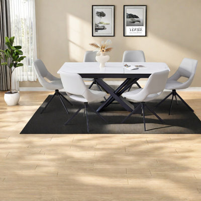 Space-saving Modern Dining Table Set With Extendable Mdf Table And Sturdy Steel Chairs For Kitchens