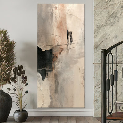 Black And Grey Brushstroke Abstract Painting - Abstract Collages Canvas Print Wall Art, Black Contemporary Wall Decor