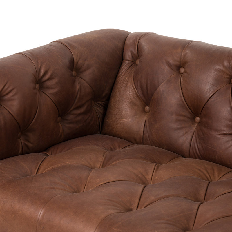 Maxx Tufted Sofa, Heirloom Sienna Top Grain Leather, 86"