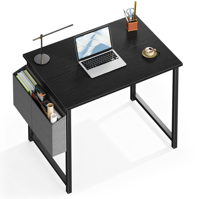 31" Computer Desk with Metal Frame, Waterproof Surface & Storage Bag – Ideal for Office Use, Black