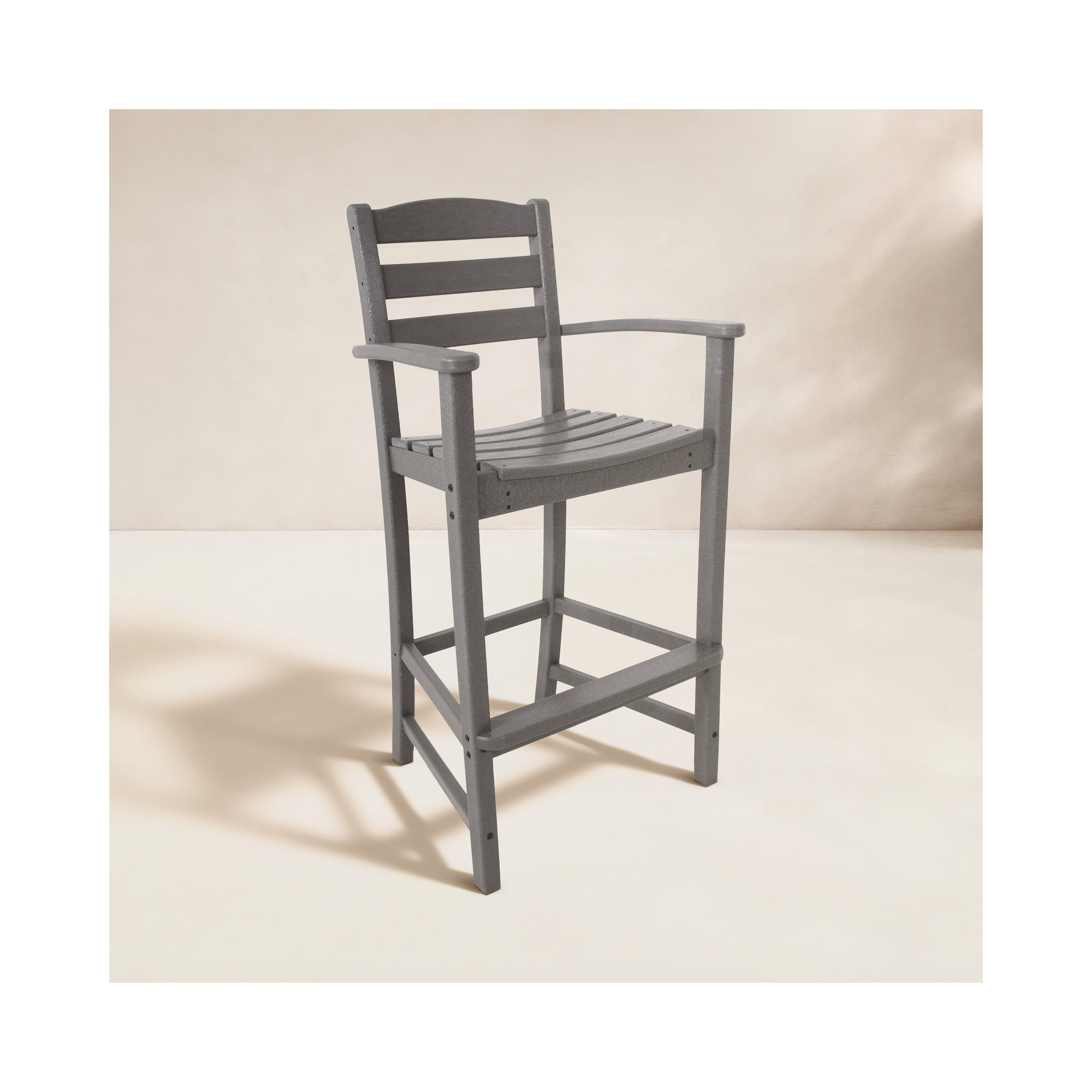 POLYWOOD La Casa Café Bar Arm Chair, Slate Gray, Bar Stool (30.13" Seat Height)