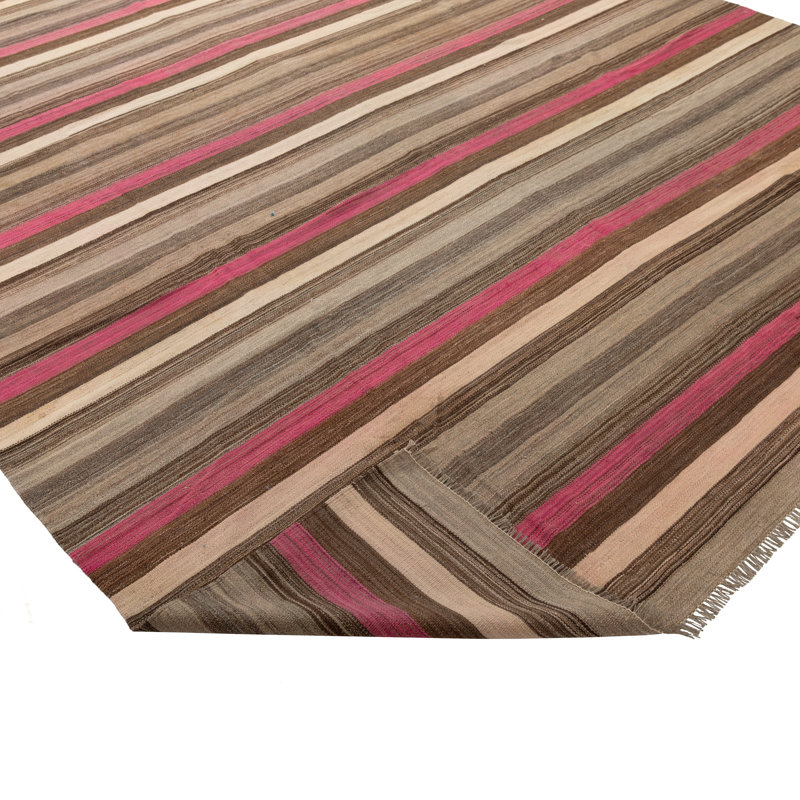 Brown Flatweave Wool Rug - 8'10" x 10'4"