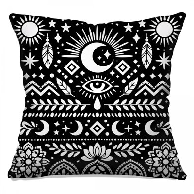 Sun Moon Eye Symbols Double Sided Throw Pillows