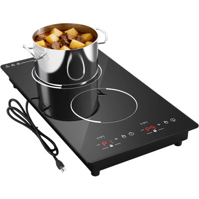2 Burner Induction Cooktop, 2300W Double Induction Hot Plate 110V, Built-in & Countertop Portable Electric Cooktop with LED Touch Control, 9 Power Levels, 120Min Timer & Child Safety Lock