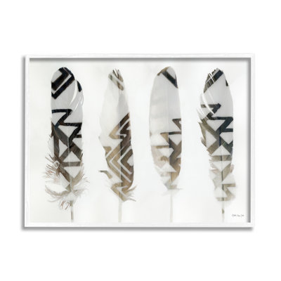 Photographie de plume d'oiseau moderne, motif aztèque géométrique abstrait XXL noir, estampe numérique texturée par Stellar Design Studio
