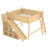 Queen Loft Bed with Storage Shelves & Cabinet, Solid Wood Bed with Detachable Slide & Ladder, No Box Spring, Natural-1137604594-1137604599