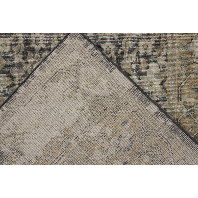 Distressed Homage Hand Knotted Wool Floral Area Rug, Runner 3' x 8'