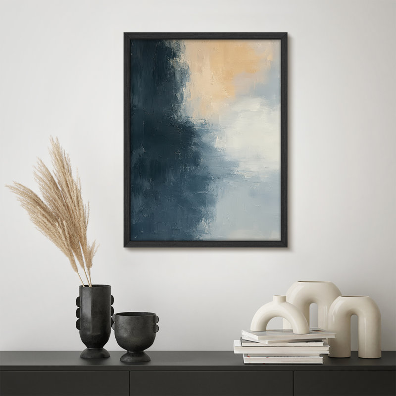 Reproduction d'art encadrée abstraite pour décoration intérieure moderne, H 10 po x l 8 po, Blanc