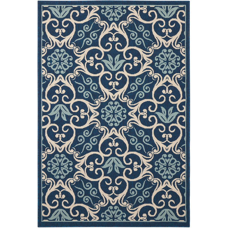 Tapis bleu marine traditionnel Janyce, Rectangle 3 pi 11 po x 5 pi 11 po