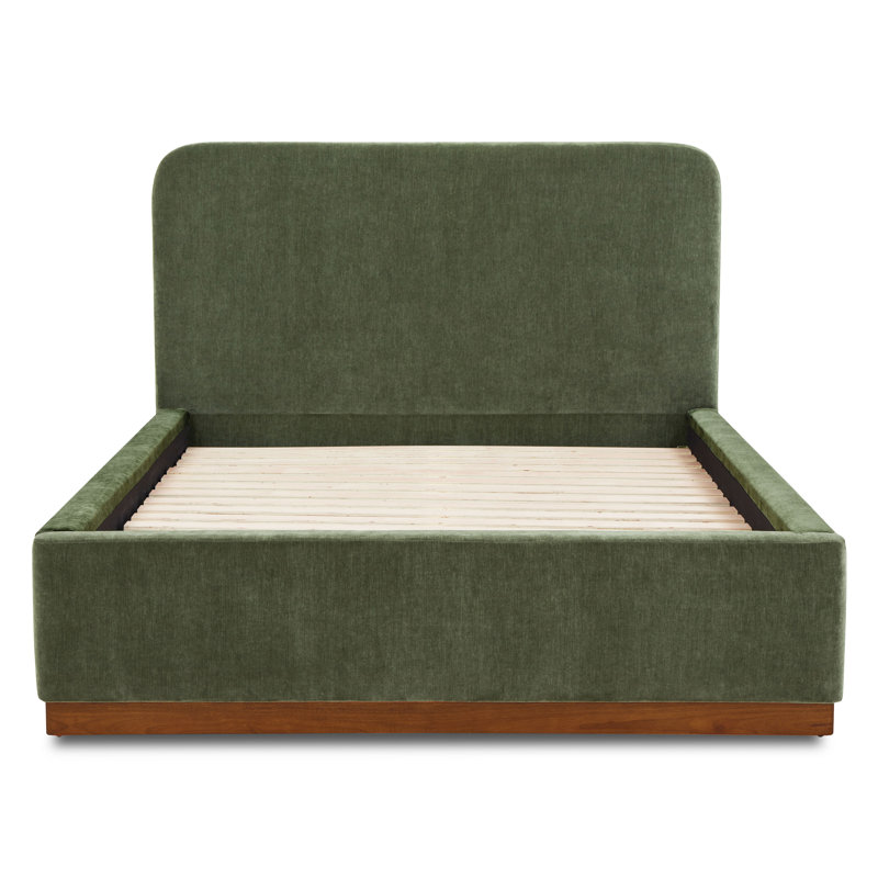 Mantua Velvet Bed With Wood Base, Queen