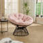 Chaise papasan pivotante en osier avec coussin rose-300834338