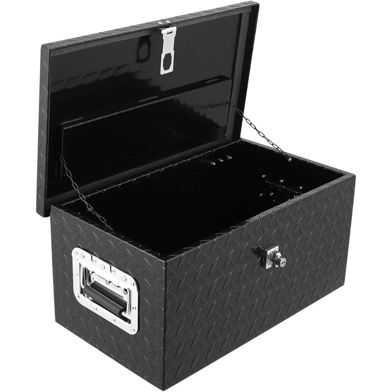 Boîte à outils 20 pouces en aluminium avec serrure et clés, Noir, noir, noir, noir