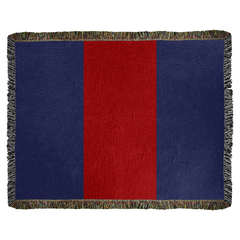 Hand Woven Throw Blanket, 50" W x 60" L, Blue/Red