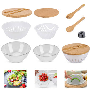 Corrigan Studio® Bamboo Fiber Salad Bowl With Servers Set - Large