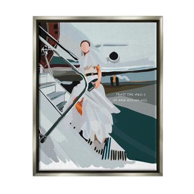 " Magic Of New Beginnings Uplifting Woman Boarding Airplane " by Amelia Noyes