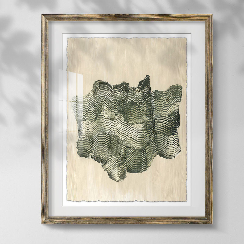 Chlorophylle II, Papier avec cadre noyer, Blanc