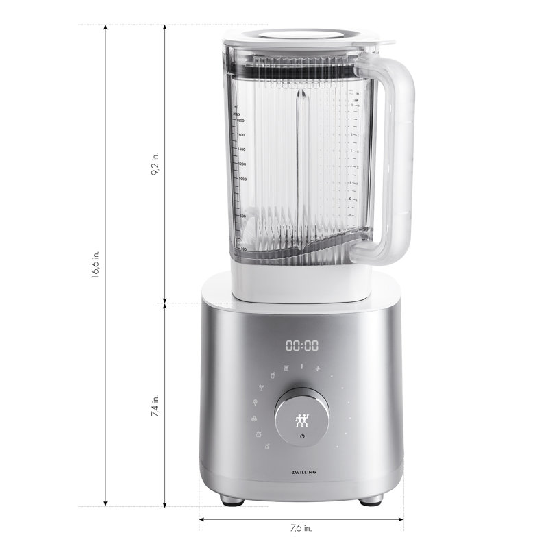 ZWILLING Enfinigy 64-oz. Countertop Power Blender, Smoothie Blender, Crush Ice, Frozen Desserts, Silver and Black, Silver