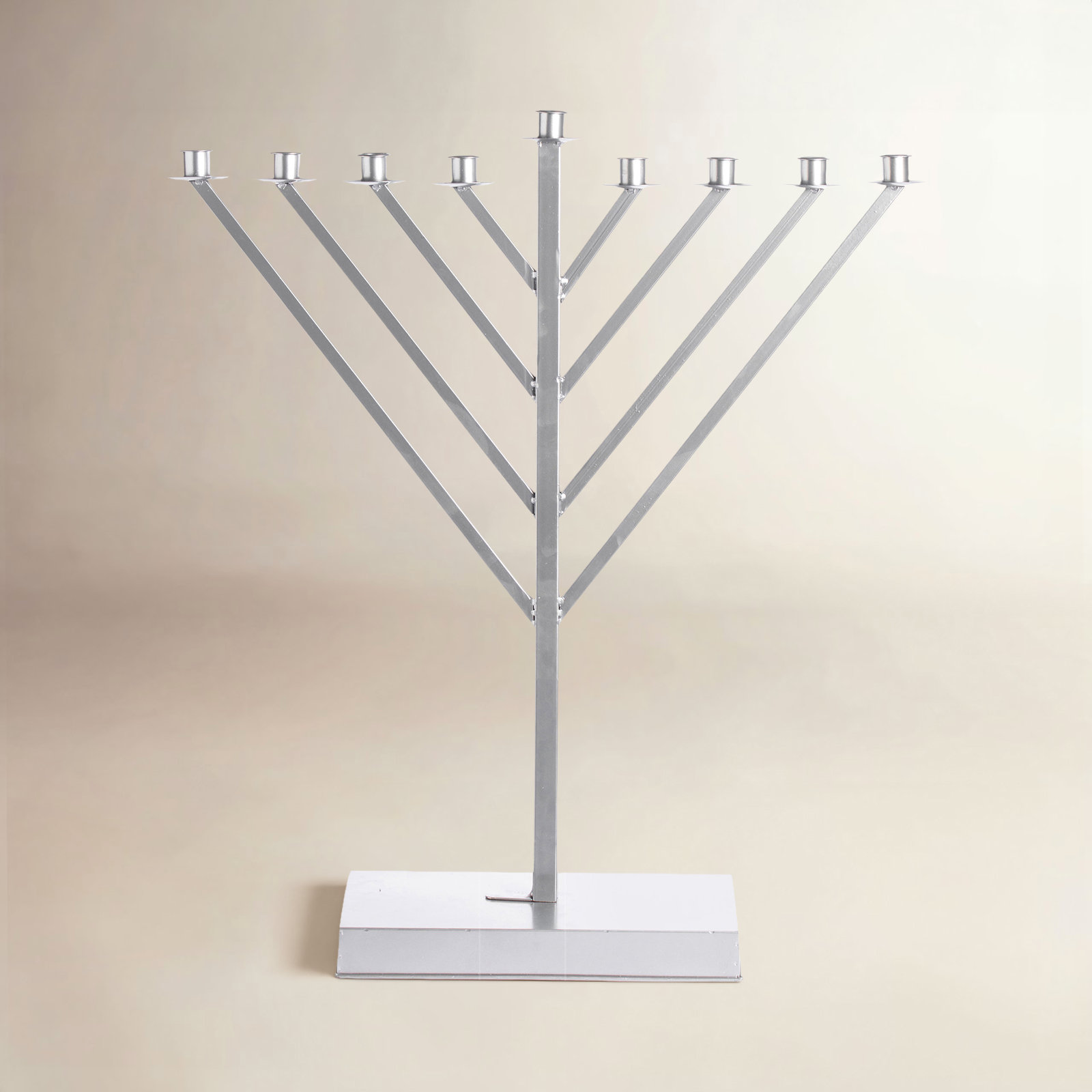 Aluminum Menorah, 24" H x 6.25" W x 25.5" D