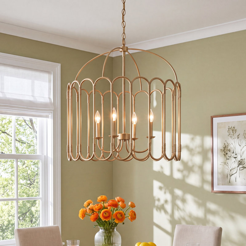 4-Light Metal Pendant, Brass