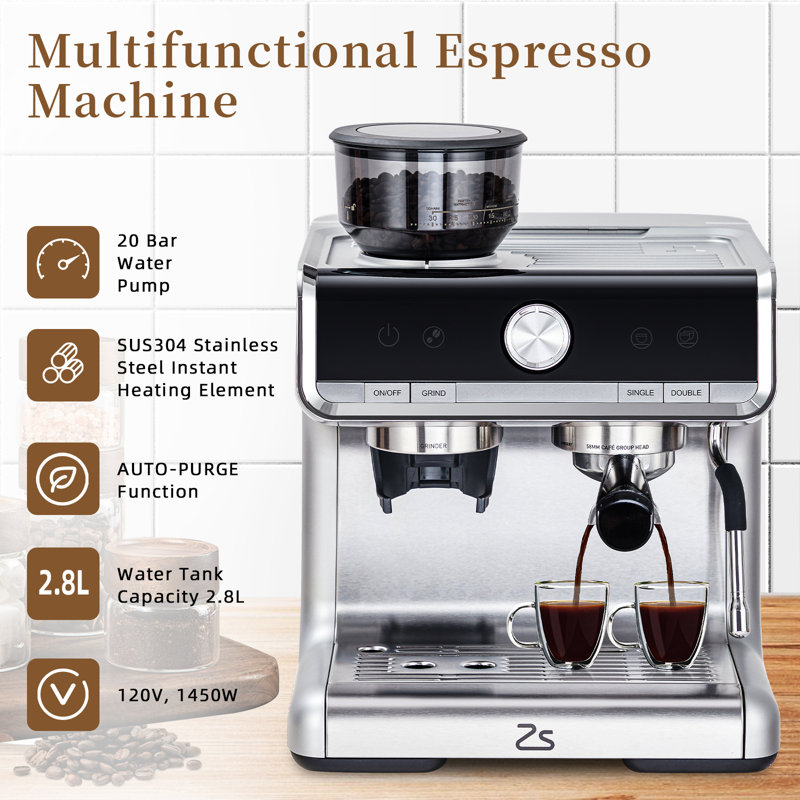 Sangdo Semi-Automatic Espresso Machine with Frother