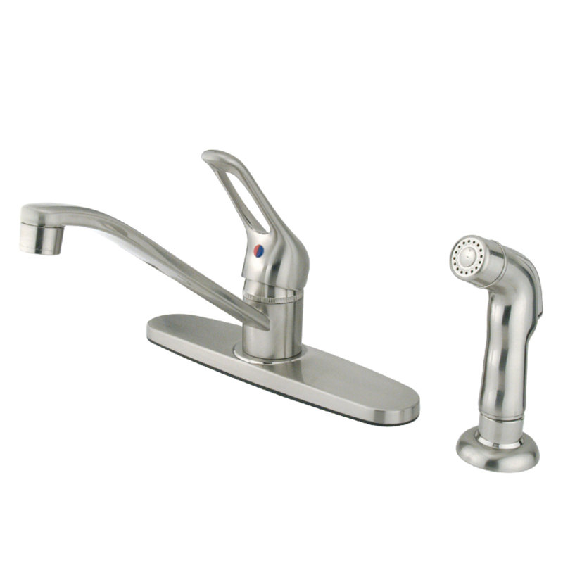 Wyndham Centerset Single Handle Kitchen Faucet, Brushed Nickel, Not Included