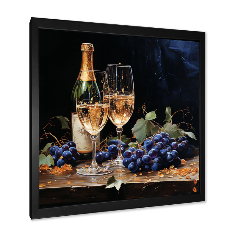 Champagne Christmas Celebration III - reproduction sur toile, H 36 po x l 36 po x P 1,5 po, Cadre simple noir