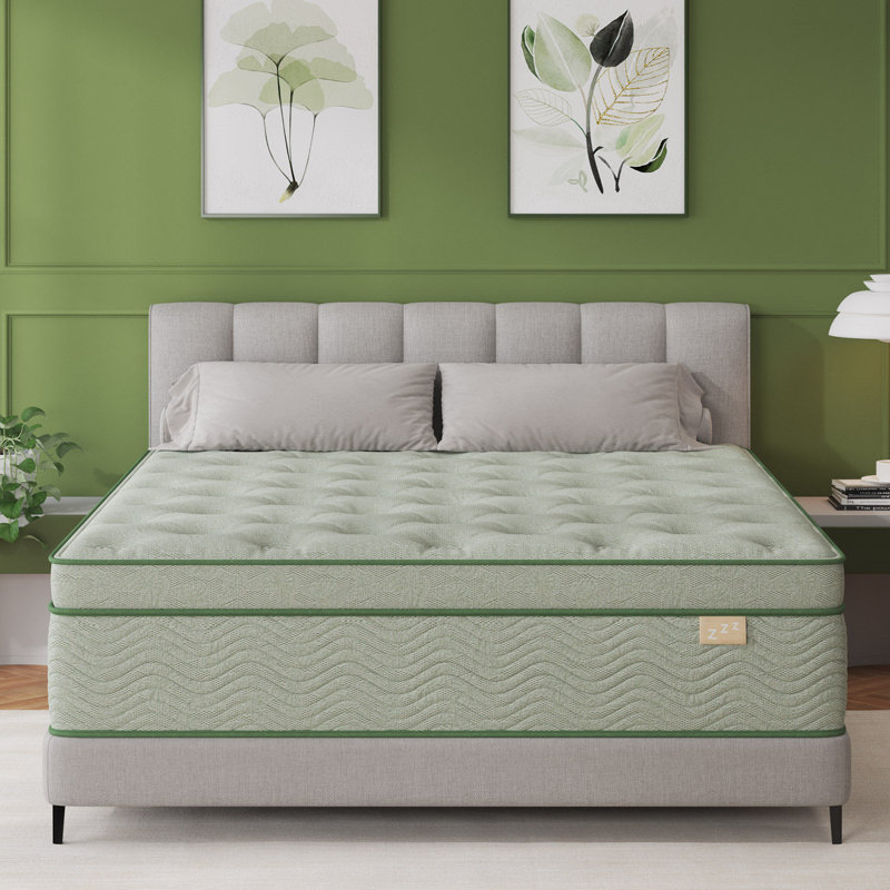 Matelas hybride mi-ferme de 14 po avec mousse viscoélastique rafraîchissante et ressorts ensachés, certifié CertiPUR-US, matelas dans une boîte