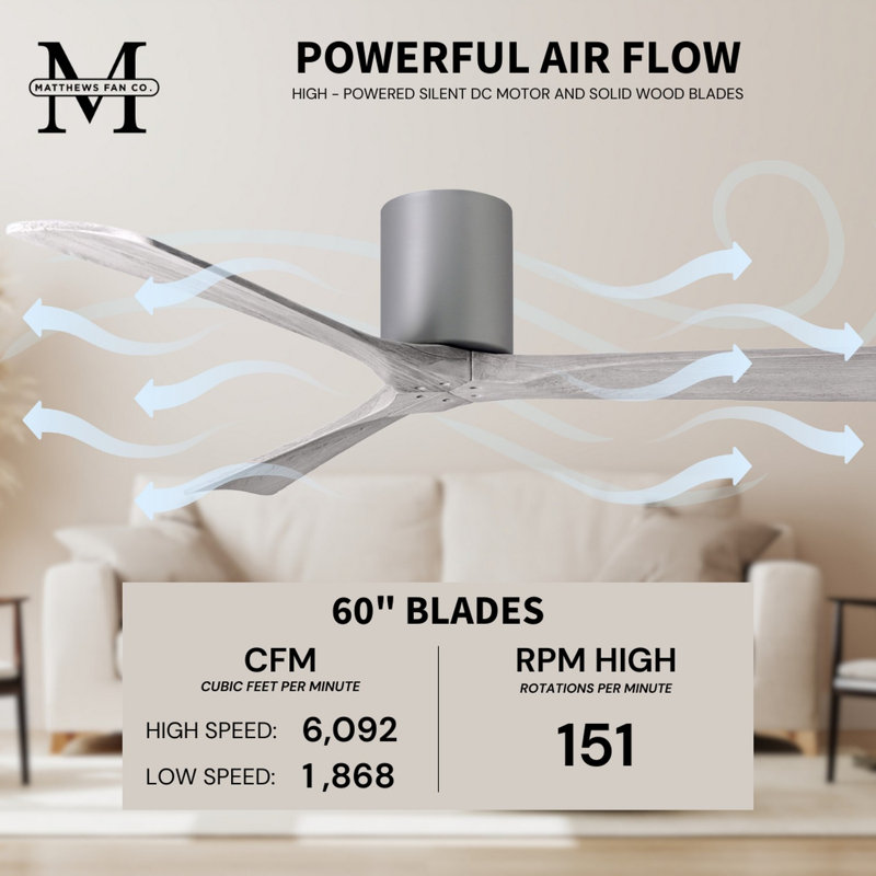Irene Ceiling Fan, Brushed Nickel, Barn Wood Tone, 60"