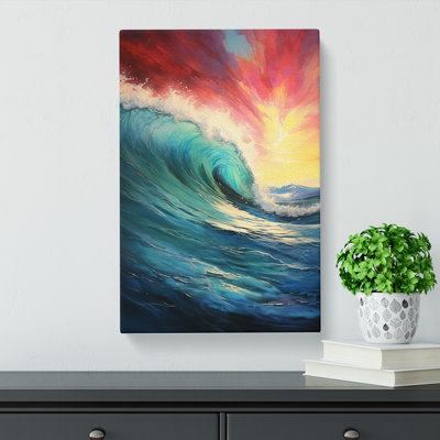 Ocean Action Painting Art - Wrapped Canvas