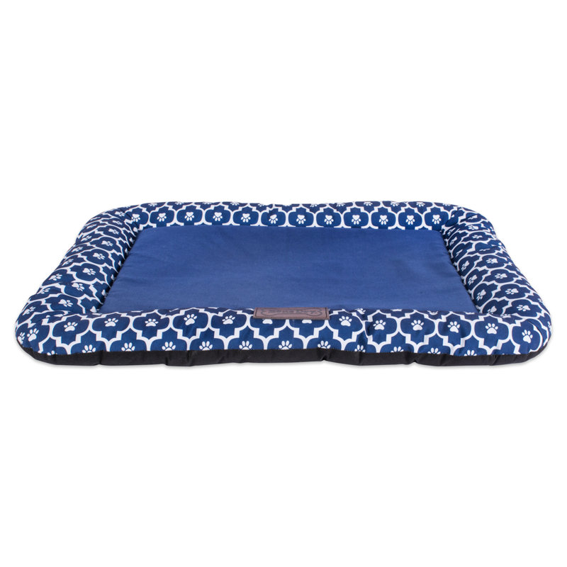 Coussin de treillis à bordure Calton, Grand (l 34 po x P 22 po x H 2 po), Bleu marine