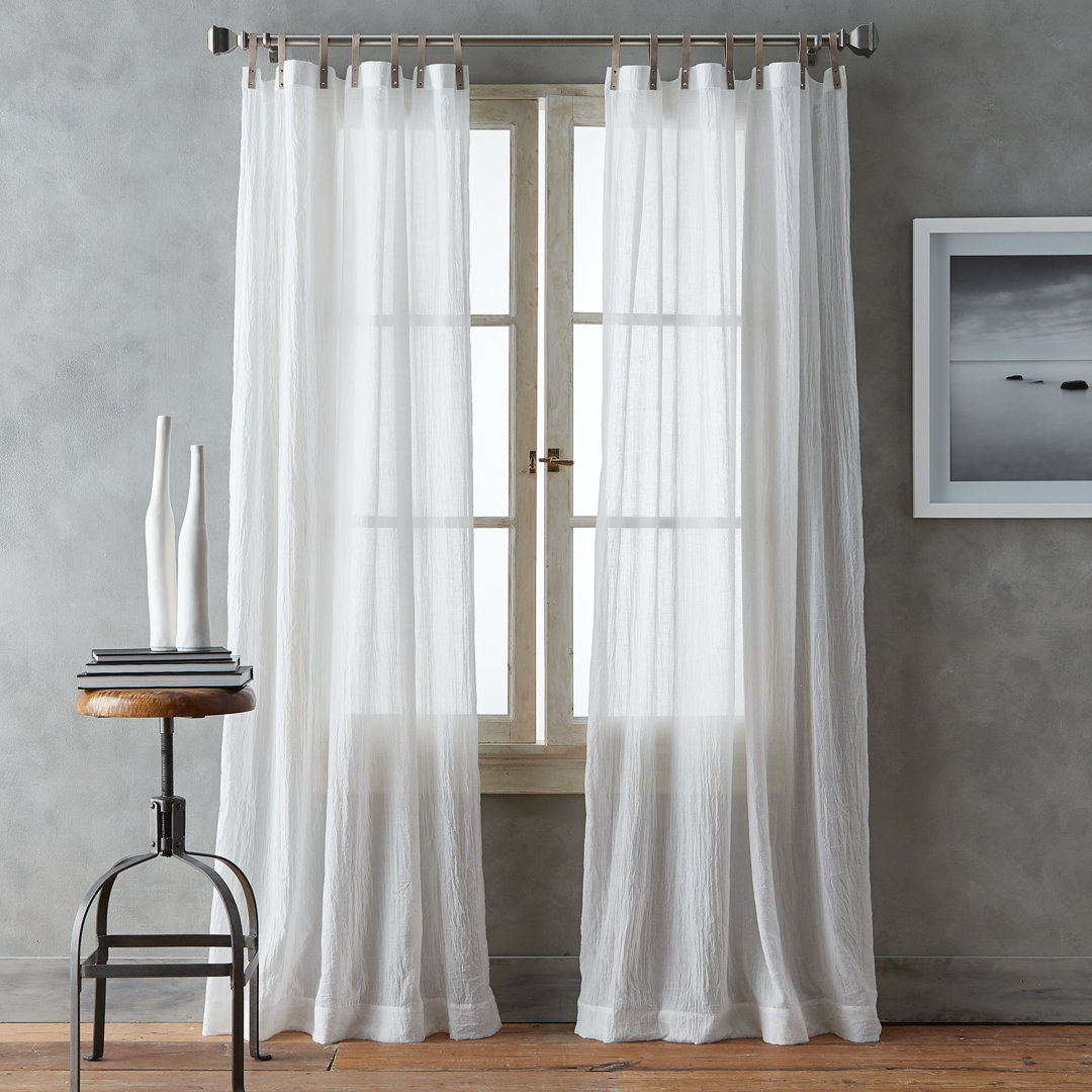City Breeze Solid Sheer Faux Leather Tab Top Curtain Panel Pair (Set of 2) DKNY Size per 