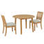 Ensemble de salle à manger pliant rond classique avec 2 chaises rembourrées, table en bois brun clair compacte pour petits espaces