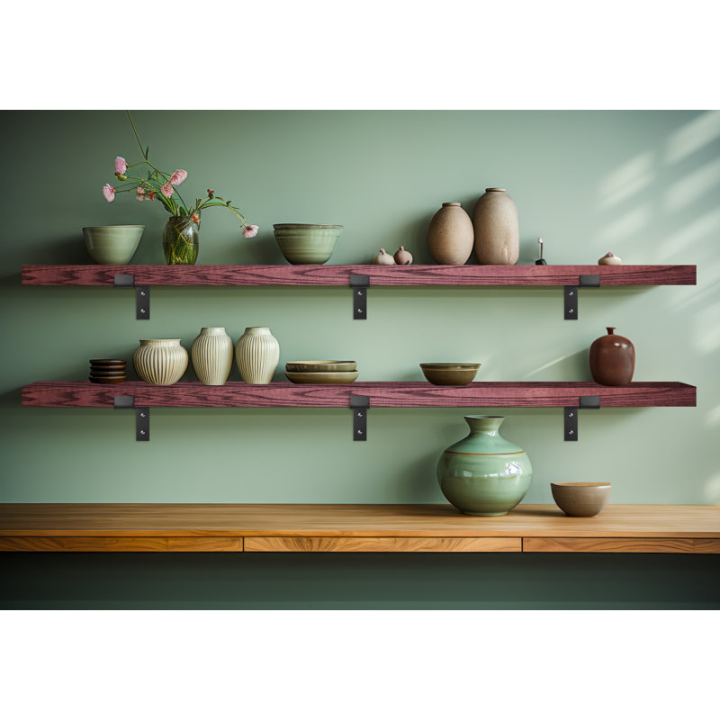 2 Piece Oak Bracket Shelf, 2"H x 70"W x 4.5"D