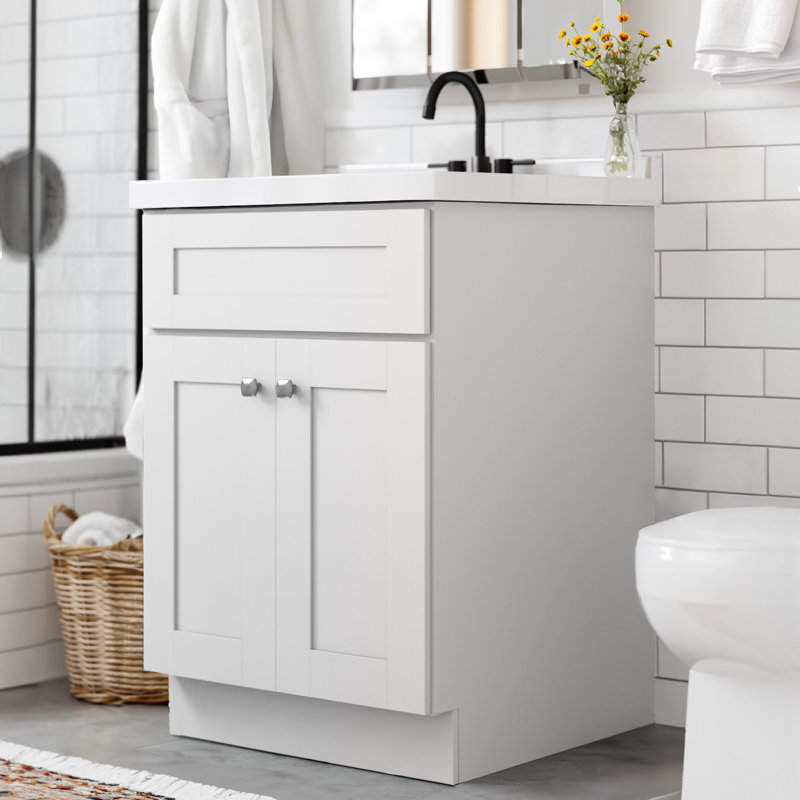 White 25" Single Bathroom Vanity with Cultured Marble Top
