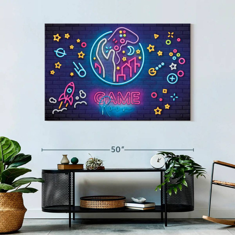 «Game Room», néons sur toile, H 32 po x l 48 po x P 1,25 po