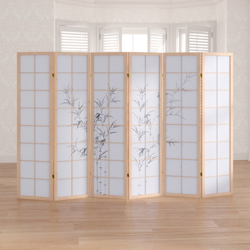 Room Divider Rekha Room Divider Shoji Room Divider Wood, 6 panels